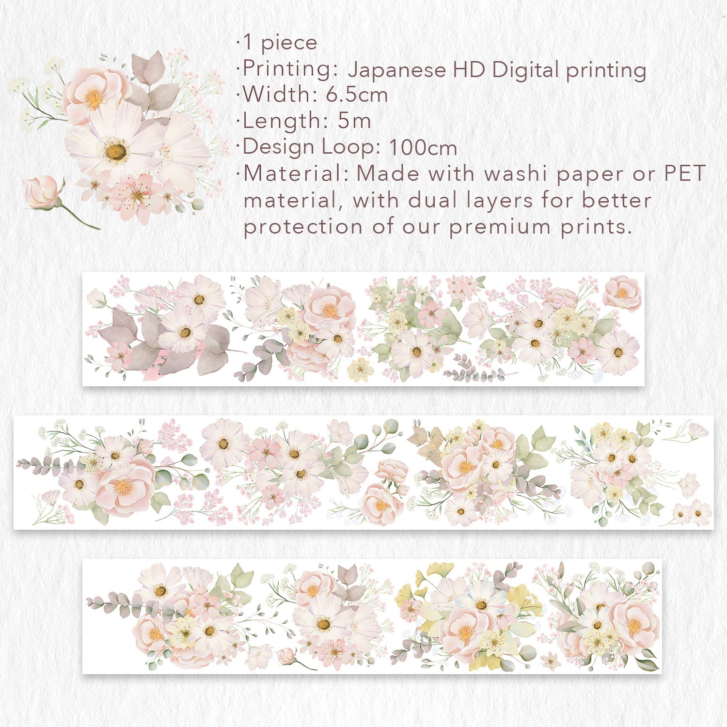 Blush Wide Iridescent PET -tape 65mm