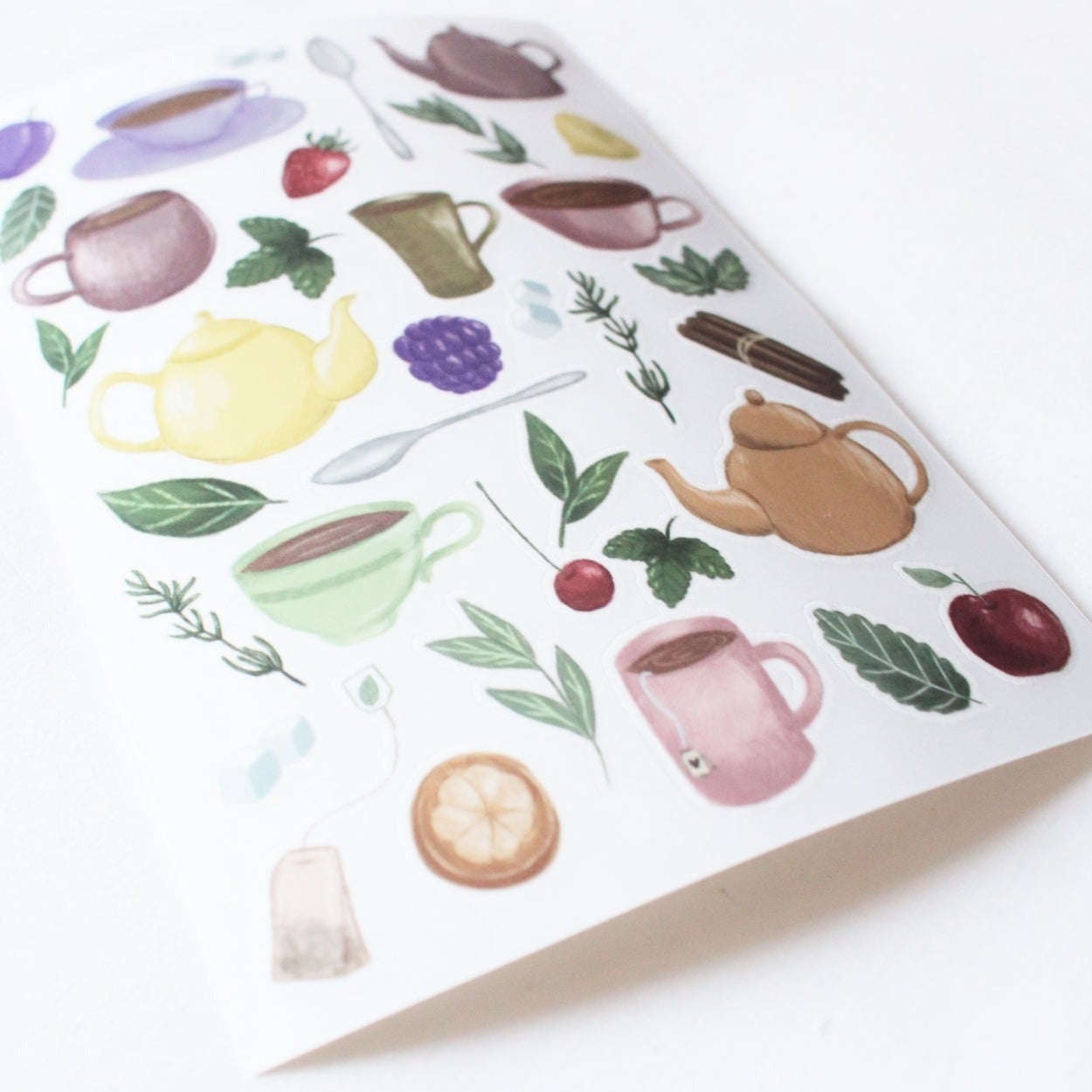 Nikki Dotti Rub on stickers - Tea Party Cute set of tea -themed transfer stickers