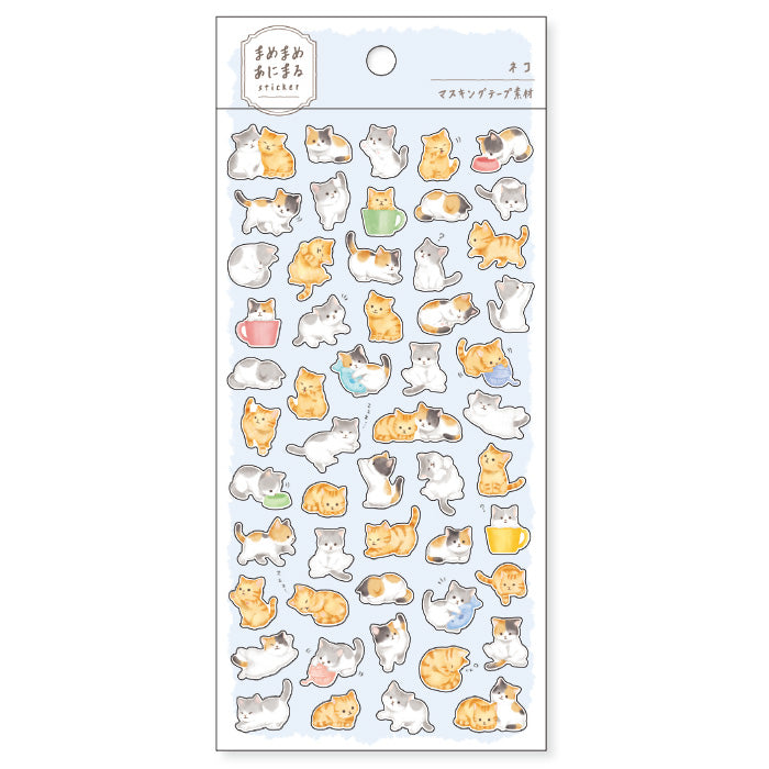 Mind Wave Sticker Mamemame Animal Cat Unleash your inner cat lover with these adorable washi stickers featuring playful felines. Perfect for sprucing up planners, cards, and papercraft projects, these stickers add a touch of cuteness to any project.