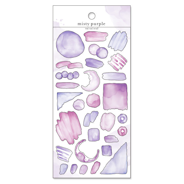 Mind Wave Sui Sai Watercolor Stickers Mauve Purple These stickers are perfect for all paper projects, adding a unique touch with their transparent watercolor look. Spice up your planners, cards, and more with these elegant and artistic stickers.
