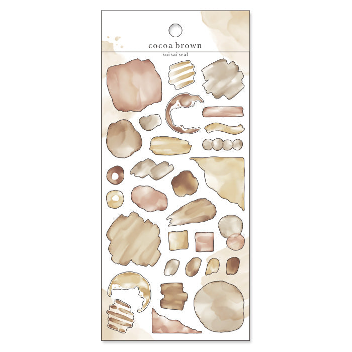 Mind Wave Sui Sai Watercolor Stickers Cocoa Brown These stickers are perfect for all paper projects, adding a unique touch with their transparent watercolor look. Spice up your planners, cards, and more with these elegant and artistic stickers.