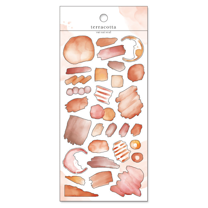 Mind Wave Sui Sai Watercolor Stickers Terracotta These stickers are perfect for all paper projects, adding a unique touch with their transparent watercolor look. Spice up your planners, cards, and more with these elegant and artistic stickers.