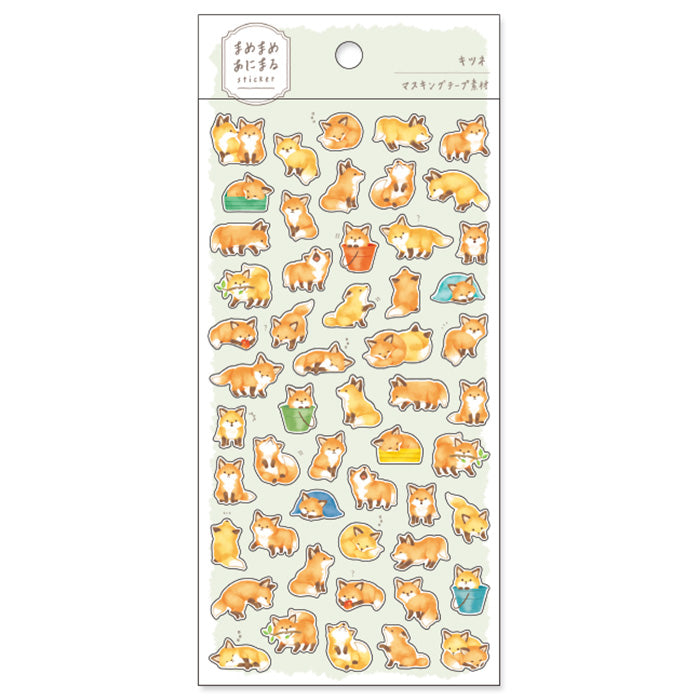 Mind Wave Sticker Mamemame Animal Fox Adorable washi stickers featuring cute and playful foxes. Perfect for sprucing up planners, cards, and papercraft projects, these stickers add a touch of cuteness to any project.
