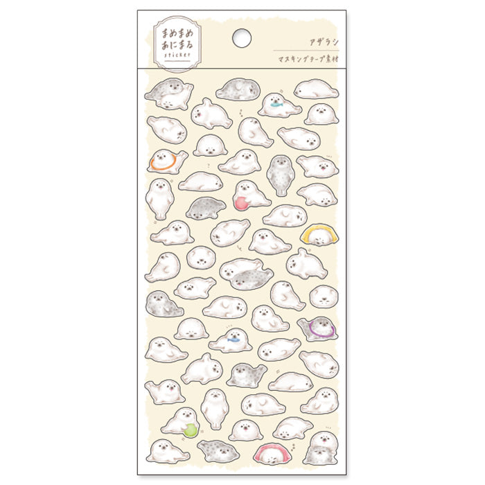Mind Wave Sticker Mamemame Animal Seal Adorable washi stickers featuring cute and playful seals. Perfect for sprucing up planners, cards, and papercraft projects, these stickers add a touch of cuteness to any project.