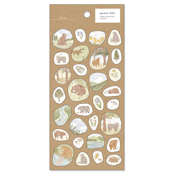 Mind Wave Sticker Quiet Life Bear Adorable washi stickers featuring cute bears. Perfect for sprucing up planners, cards, and papercraft projects, these stickers add a touch of cuteness to any project.