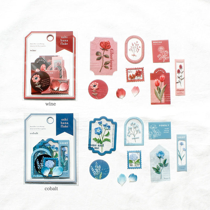 Mind Wave Oshi Bana Flower Sticker Flakes Cobalt Blue Add a touch of elegance to your papercraft projects with these color-coordinated Oshi Bana Flower PET -Sticker Flakes. This set includes exquisite flower and frame stickers that will elevate your planners, journals, or any other papercraft projects