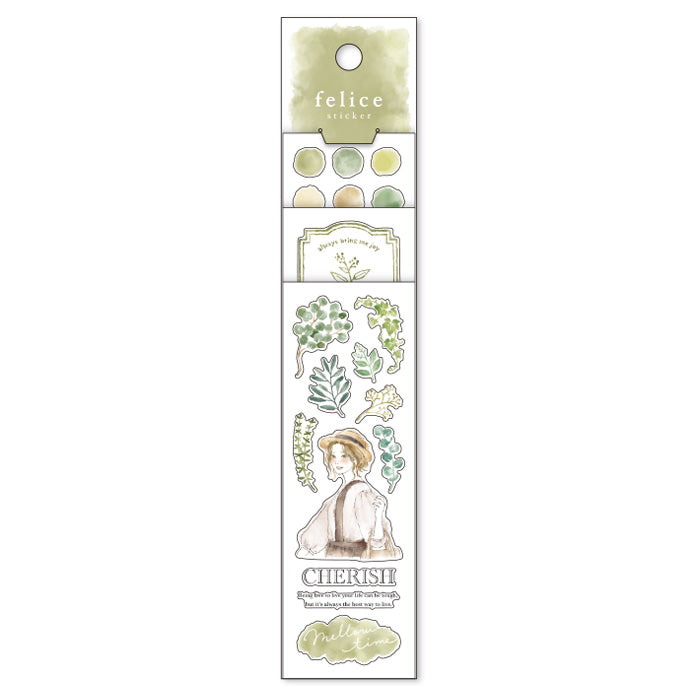 Mind Wave Felice Sticker Grass Set of color-coordinated stickers. These Japanese stickers are perfect for planners, notebooks, and other papercraft projects.
