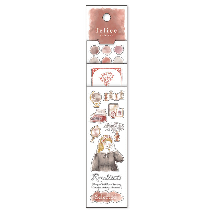 Mind Wave Felice Sticker Antique Set of color-coordinated stickers. These Japanese stickers are perfect for planners, notebooks, and other papercraft projects.