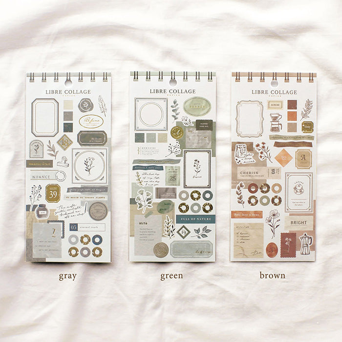 Mind Wave Libre Collage Papier Brown Elevate your aesthetic with these exquisite vintage-inspired stickers crafted from textured Japanese cotton paper and embellished with elegant foil accents.