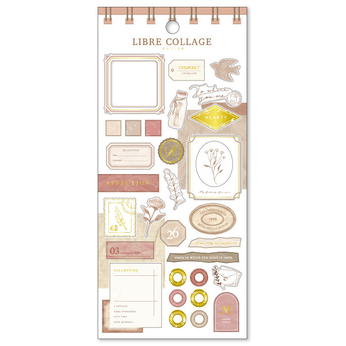 Mind Wave Libre Collage Papier Terracotta Elevate your aesthetic with these exquisite vintage-inspired stickers crafted from textured Japanese cotton paper and embellished with elegant foil accents.