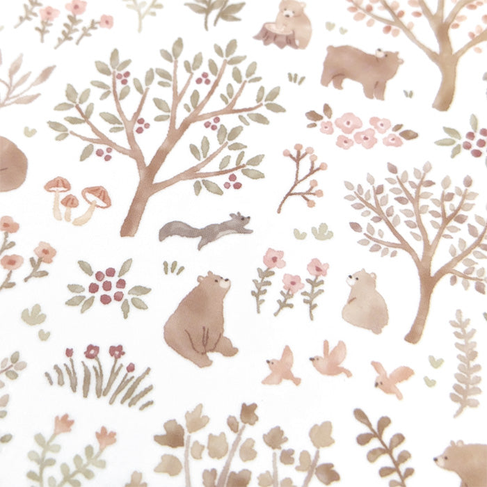 Mind Wave In The Forest Stickers Bear Cute forest themed stickers. These Japanese stickers are perfect for planners, notebooks, and other papercraft projects.