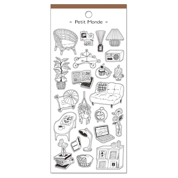 Mind Wave Interior Line Petite Monde Sticker  These Japanese stickers are perfect for planners, notebooks, and other papercraft projects.