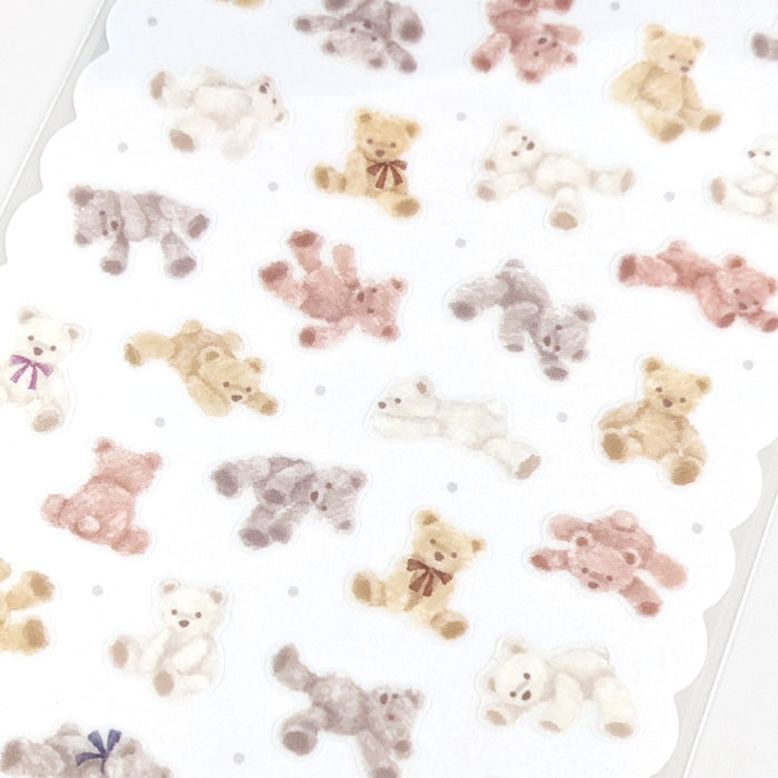 Mind Wave Plush Sticker Kuma Bear Cute toy themed stickers. These Japanese stickers are perfect for planners, notebooks, and other papercraft projects.