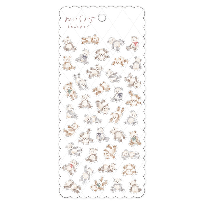 Mind Wave Plush Sticker Panda Cute toy themed stickers. These Japanese stickers are perfect for planners, notebooks, and other papercraft projects.