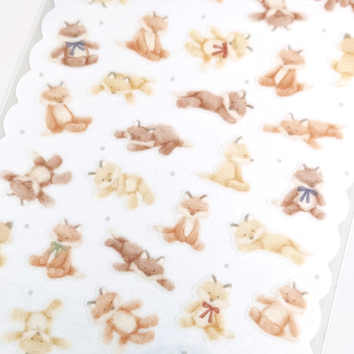 Mind Wave Plush Sticker Kitsune Cute toy themed stickers. These Japanese stickers are perfect for planners, notebooks, and other papercraft projects.