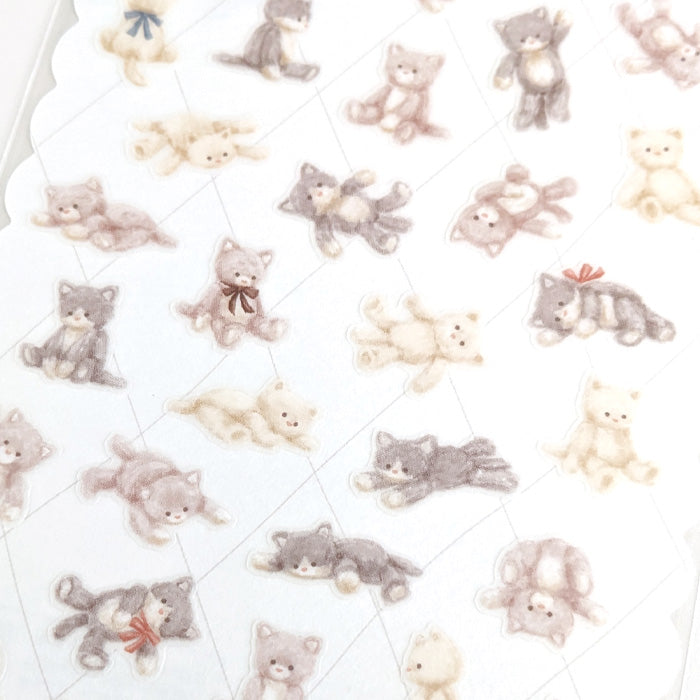 Mind Wave Plush Sticker Neko Cat  Cute toy themed stickers. These Japanese stickers are perfect for planners, notebooks, and other papercraft projects.