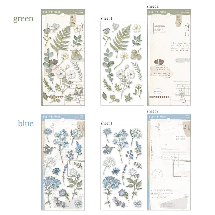 Mind Wave Paper and Plant Sticker Blue These Japanese stickers are perfect for planners, notebooks, and other papercraft projects.