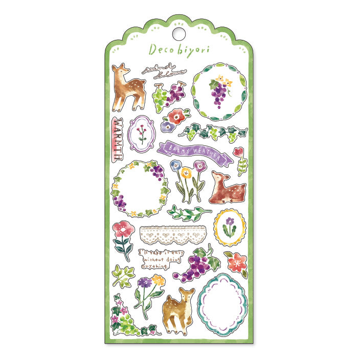 Mind Wave Deco Biyori Sticker Green  Cute colorful stickers. These Japanese stickers are perfect for planners, notebooks, and other papercraft projects.