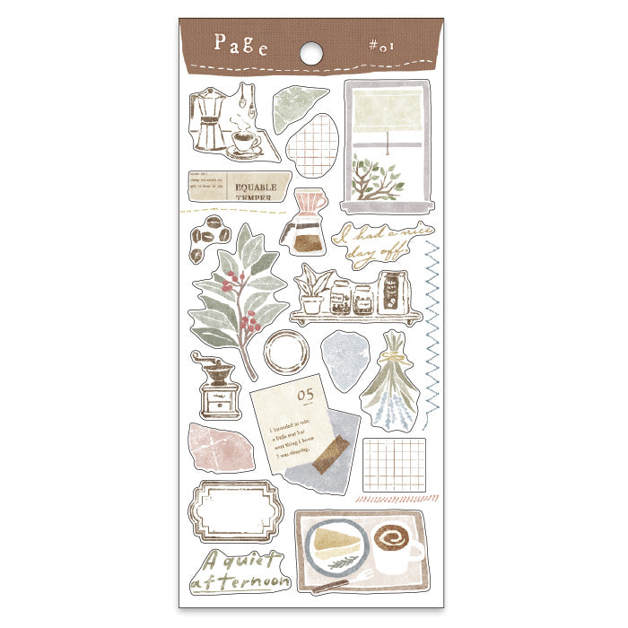 Mind Wave Page #01 Stickers Coffee  These Japanese stickers are perfect for planners, notebooks, and other papercraft projects.