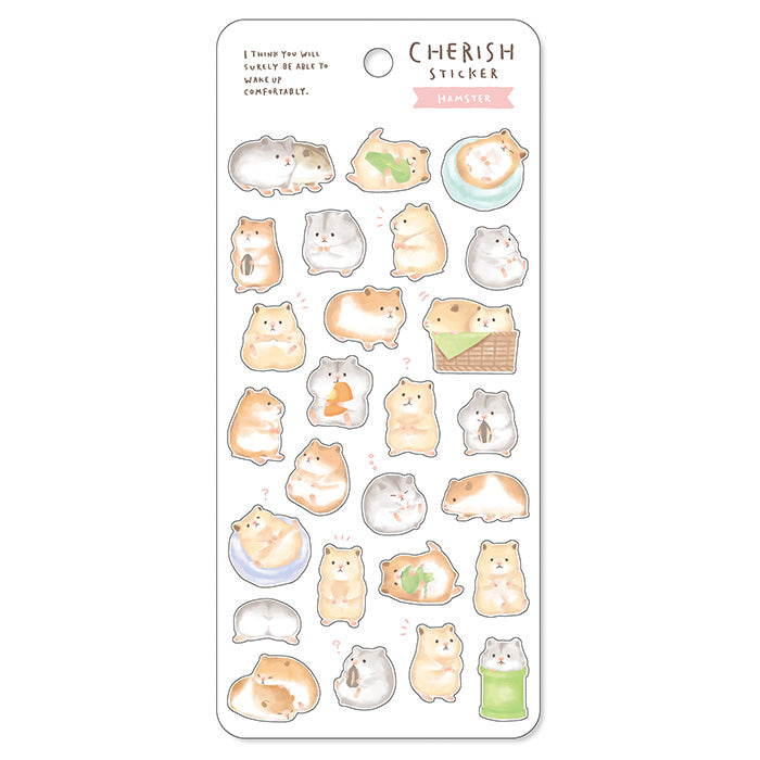 Mind Wave Cherish Sticker Hamster Adorable washi stickers featuring cute and playful animals. Perfect for sprucing up planners, cards, and papercraft projects, these stickers add a touch of cuteness to any project.