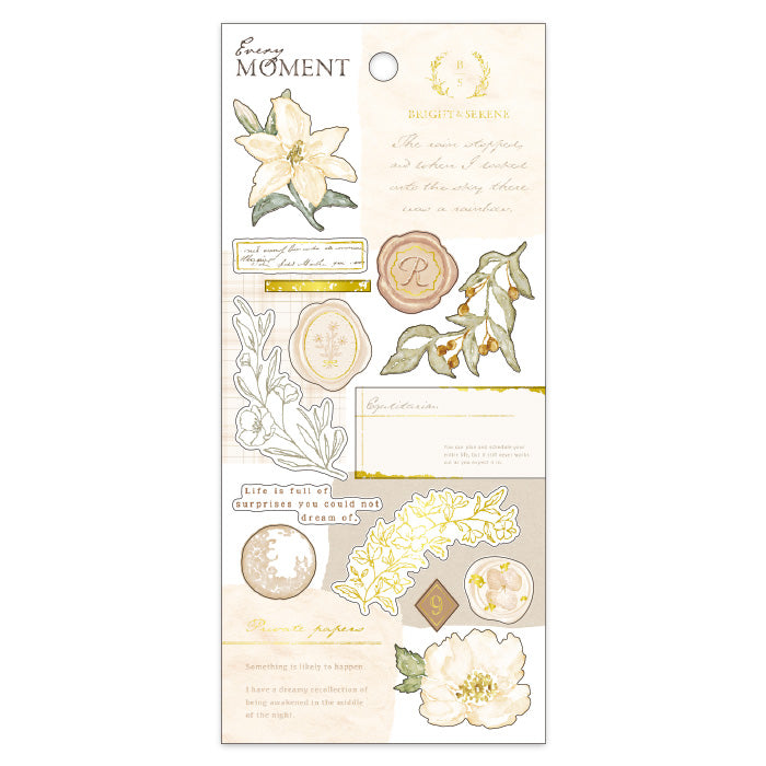 Mind Wave Every Moment Stickers Beige  These Japanese stickers are perfect for planners, notebooks, and other papercraft projects.