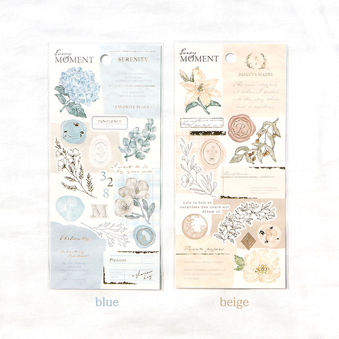 Mind Wave Every Moment Stickers Beige  These Japanese stickers are perfect for planners, notebooks, and other papercraft projects.