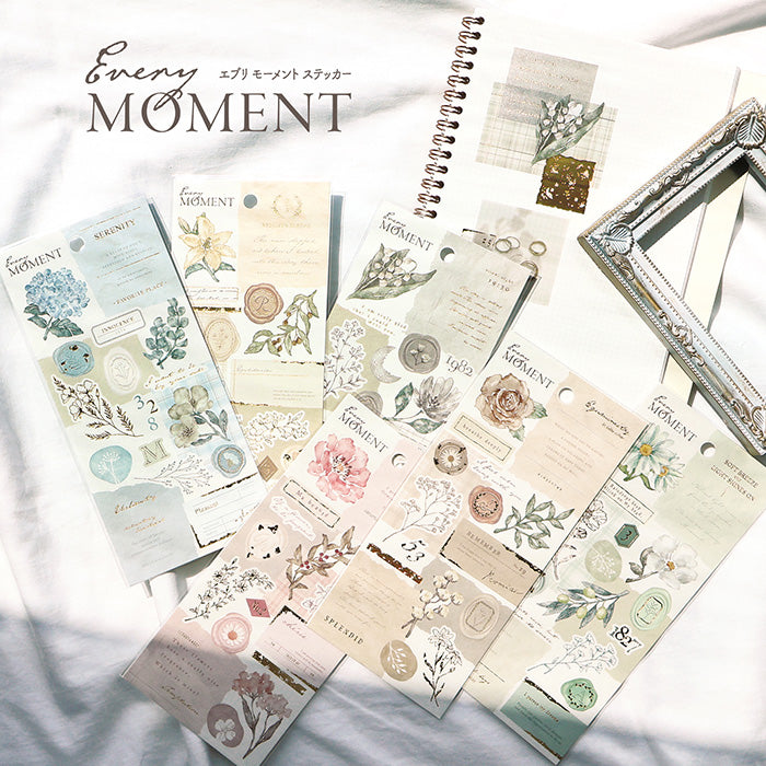 Mind Wave Every Moment Stickers Beige  These Japanese stickers are perfect for planners, notebooks, and other papercraft projects.