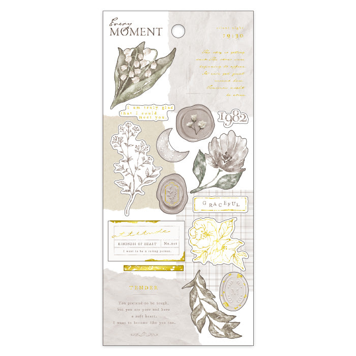 Mind Wave Every Moment Stickers Gray These Japanese stickers are perfect for planners, notebooks, and other papercraft projects.