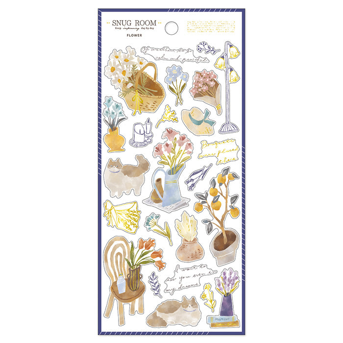 Mind Wave Snug Room Sticker Flower  These Japanese stickers are perfect for planners, notebooks, and other papercraft projects. 