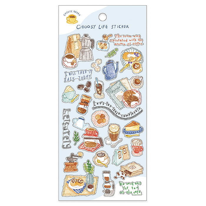 Mind Wave Choosy Life Sticker Coffee Break  These Japanese stickers are perfect for planners, notebooks, and other papercraft projects.