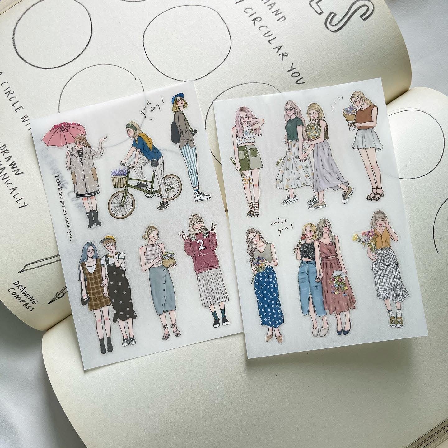 Girls - Transfer Stickers Set / 12 sheets