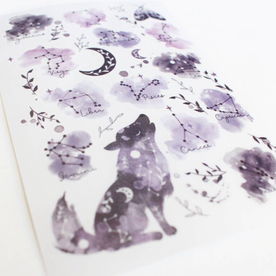 Nikki Dotti Rub on stickers - Celestial One sheet in size A6 + wooden stick