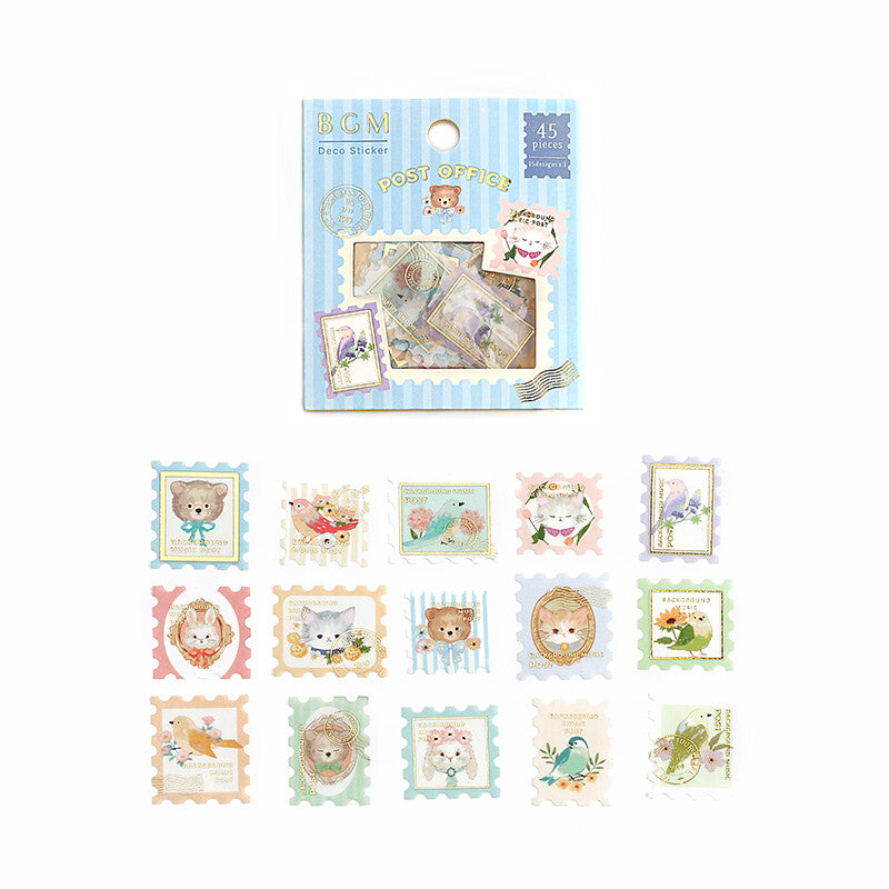 BGM Washi Sticker Flakes Post Office Animal