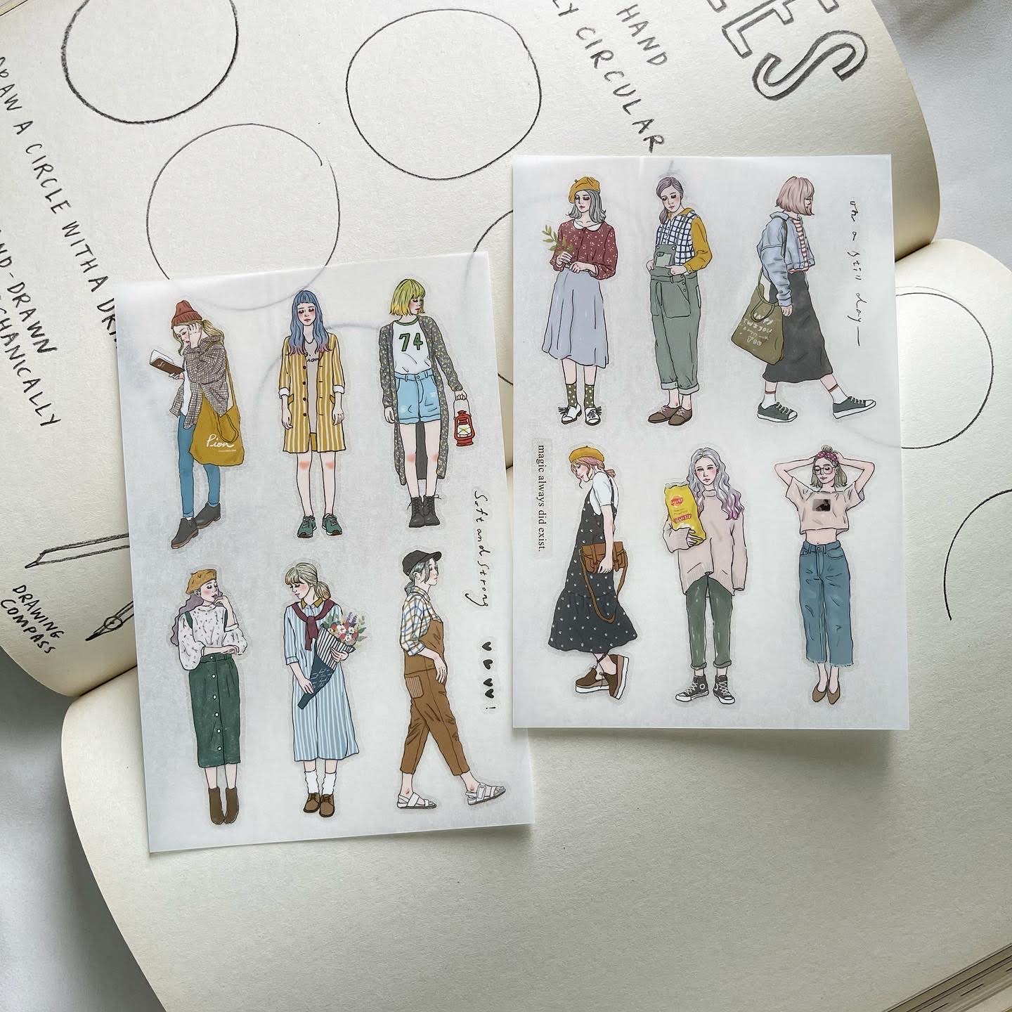 Girls - Transfer Stickers Set / 12 sheets