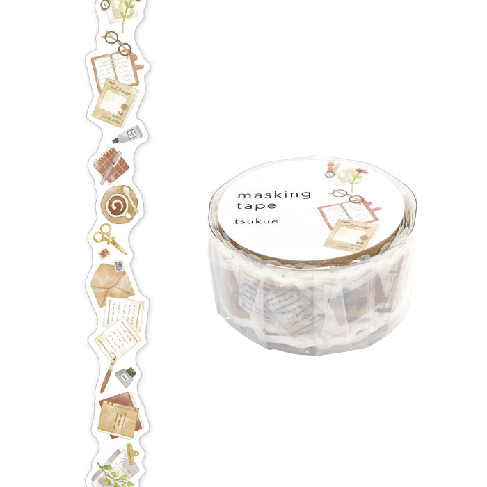 Mind Wave Die-Cut Washitape Tsukue Stationery Japanese die-cut washitape with beautiful illustration for decorating planners, journals and other papercraft projects with.