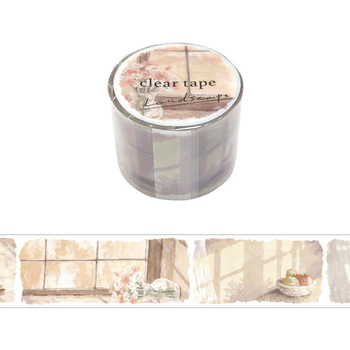 Mind Wave Clear Tape Landscape Twilight 30mm Japanese PET -tape with beautiful illustration for decorating planners, journals and other papercraft projects with.
