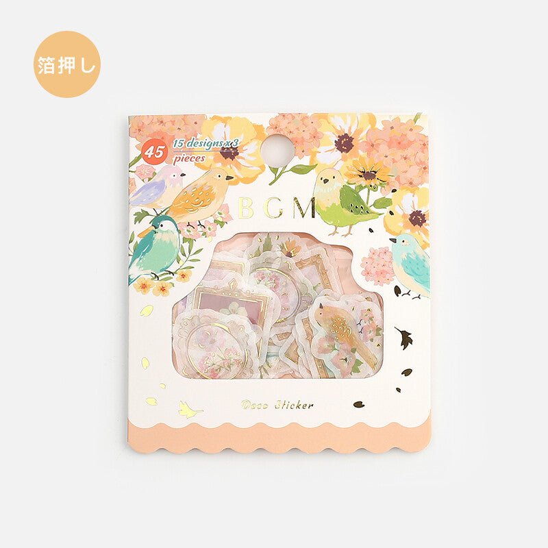 BGM Washi Sticker Flakes Flowers and Birds Foil