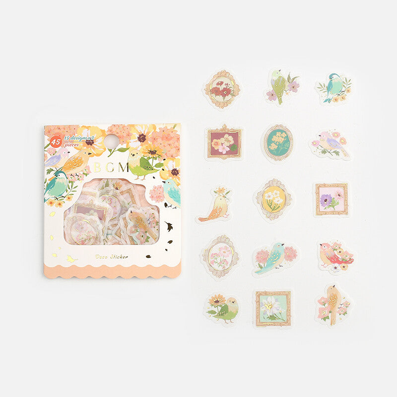 BGM Washi Sticker Flakes Flowers and Birds Foil