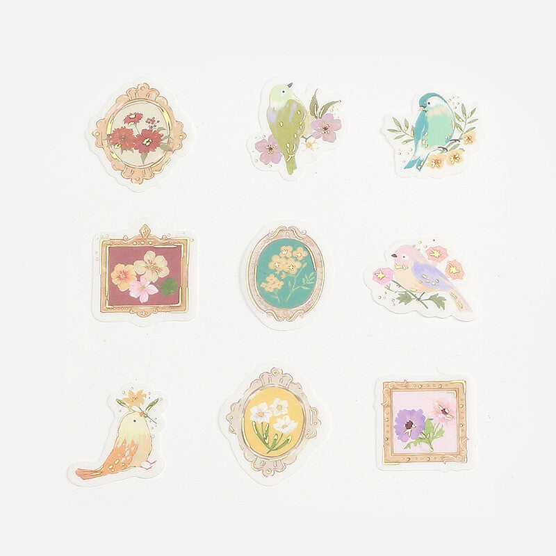 BGM Washi Sticker Flakes Flowers and Birds Foil