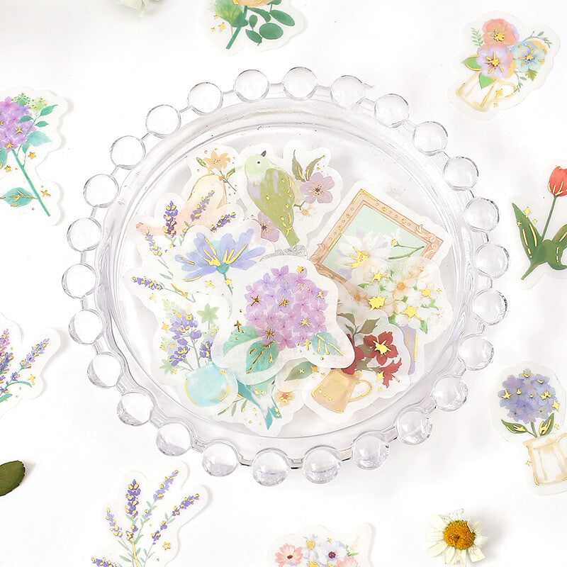 BGM Washi Sticker Flakes Flowers and Birds Foil