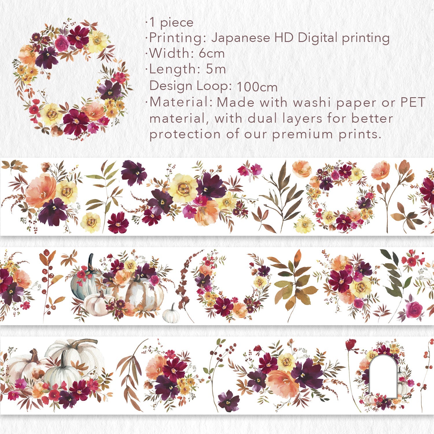 Autumn Rose Wide PET -tape 60mm