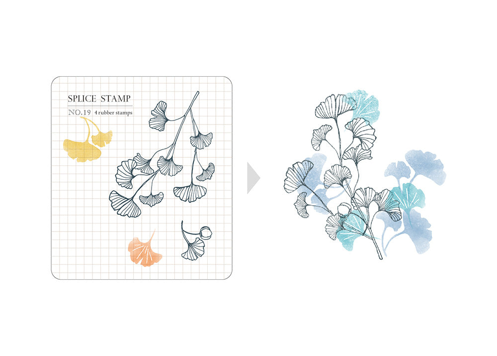 Mu Life Style MU Splice Stamp Rubberstamp Set 1019 Falling Leaves Of Shadow