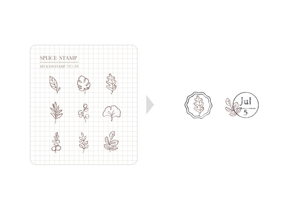 MU Life Style My Icon Stamp Rubberstamp Set No.10 Daily Leaves