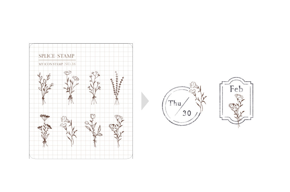 MU Life Style My Icon Stamp Rubberstamp Set No.16 A Bouquet Of
