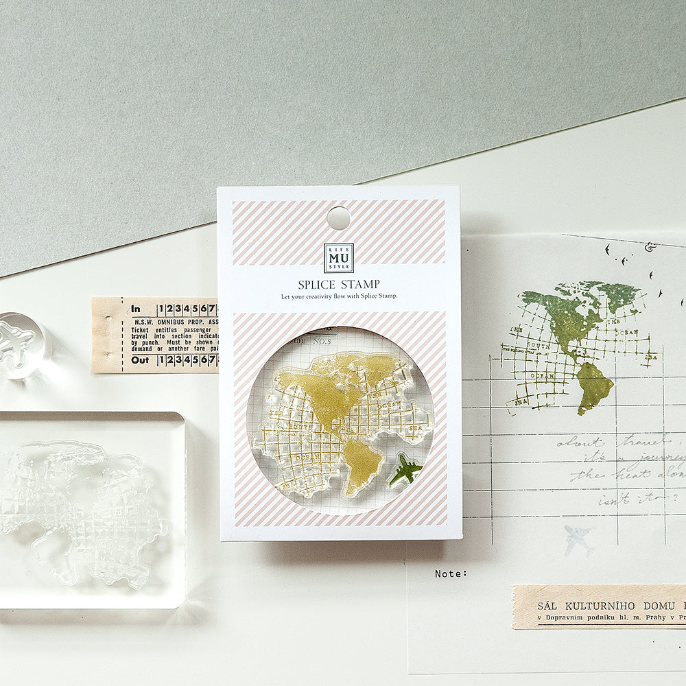 MU Life Style Record Stamp Rubberstamp Set No. 3005 World