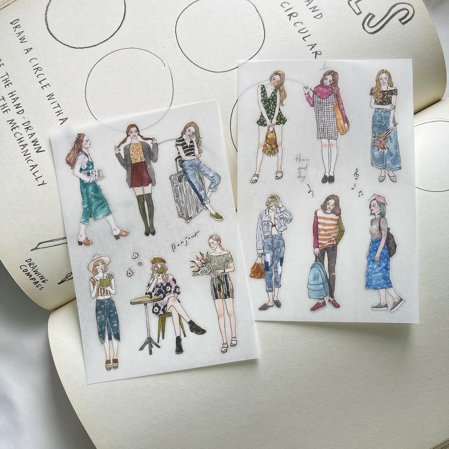 Girls - Transfer Stickers Set / 12 sheets