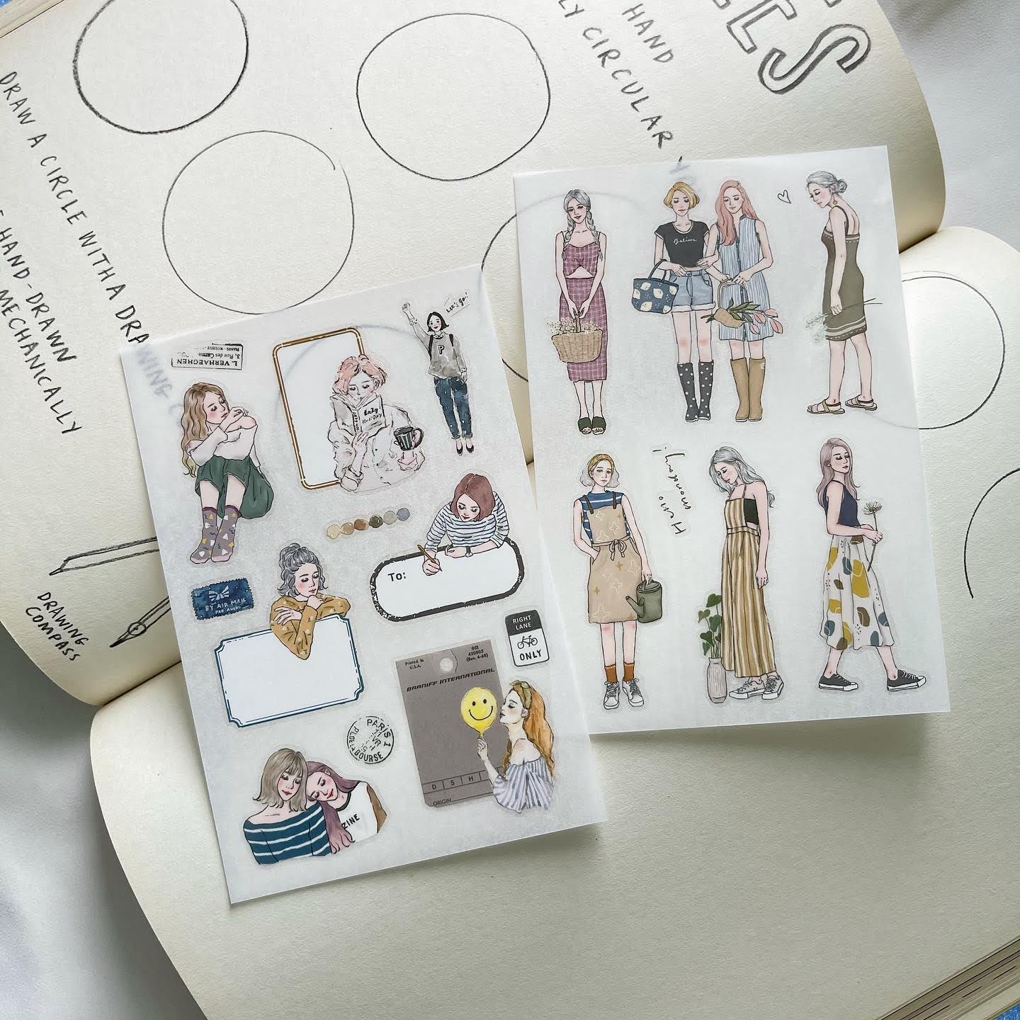 Girls - Transfer Stickers Set / 12 sheets