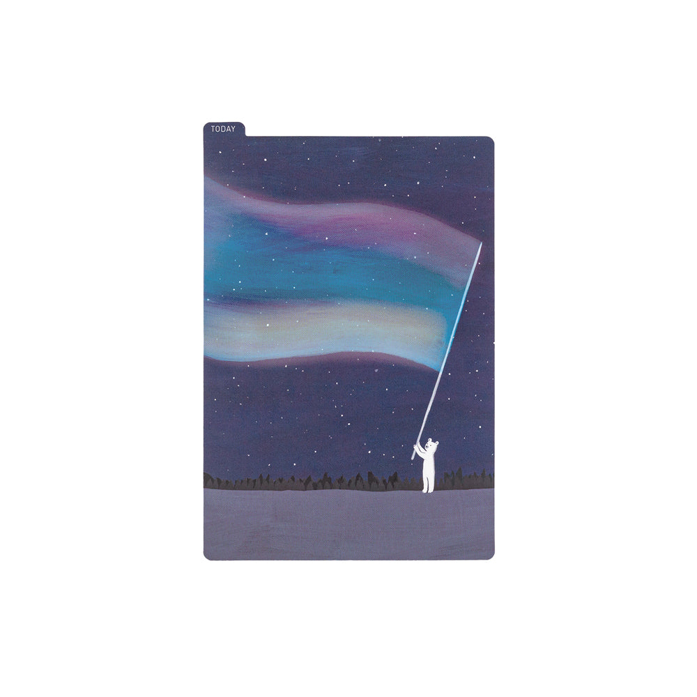 Hobonichi Hiroko Kubota: Pencil Board for A6 Size (Aurora Duty) This pencil board features artwork by Hiroko Kubota. The Hobonichi pencil boards are designed to use underneath the page you are writing on to keep your writing experience even smoother.