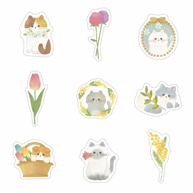 Flower Cat Flake Seal Stickers