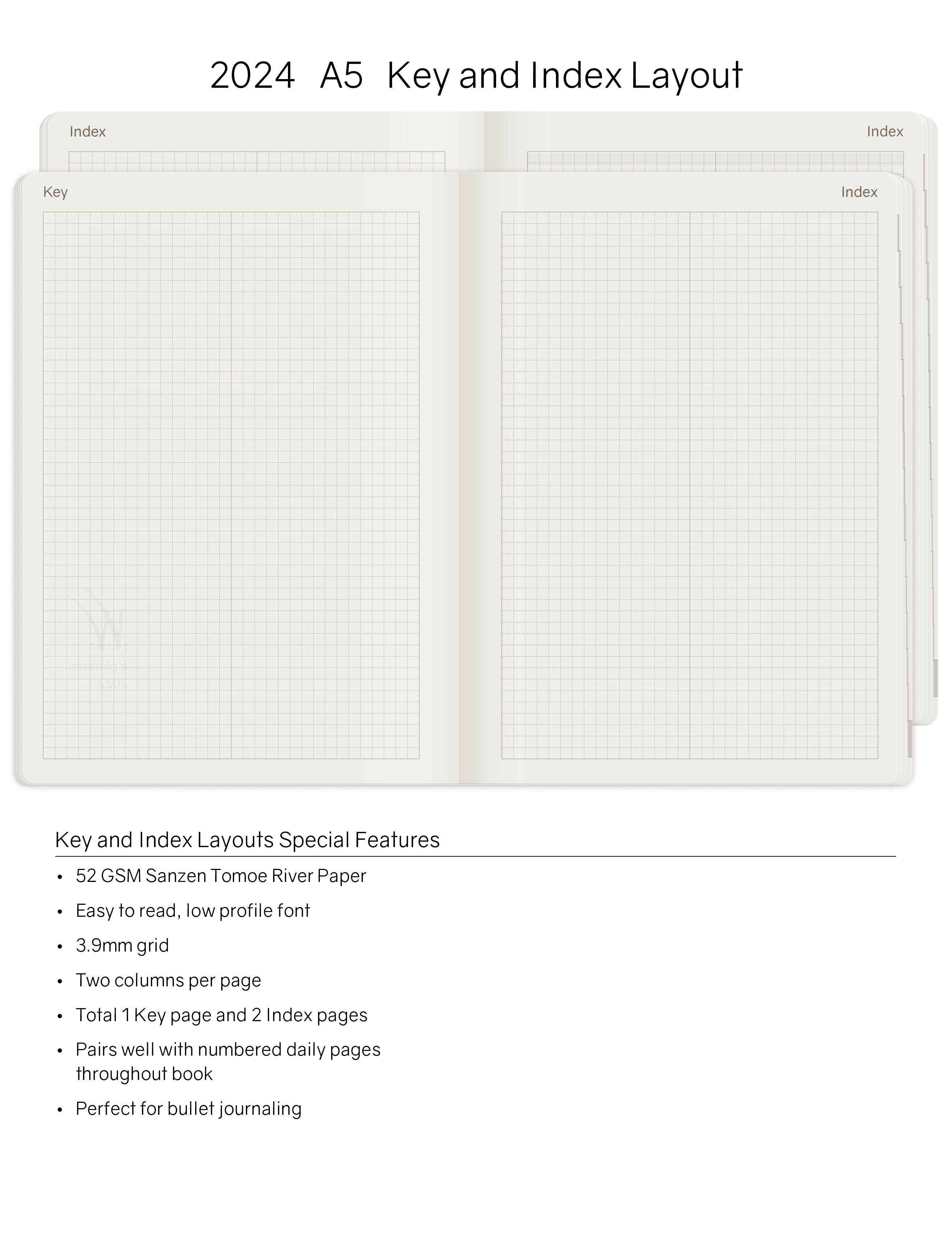 2024 A5 Weekly Planner (Stacked Weekends) -Everygreen (Dark Green) 52gsm Tomoe River Paper